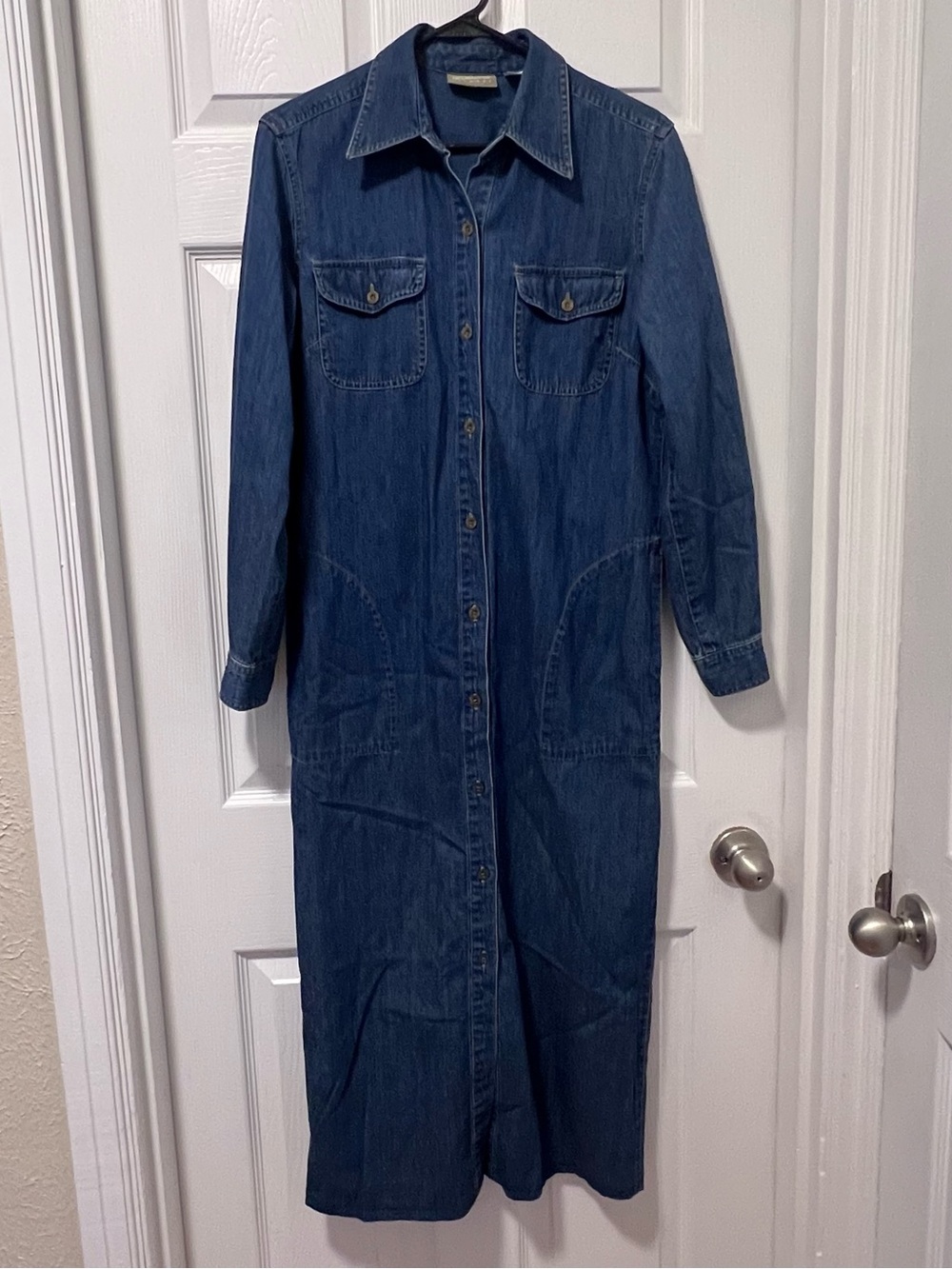 Liz Claiborne Dark Blue Long Sleeve Denim Shirt Dress